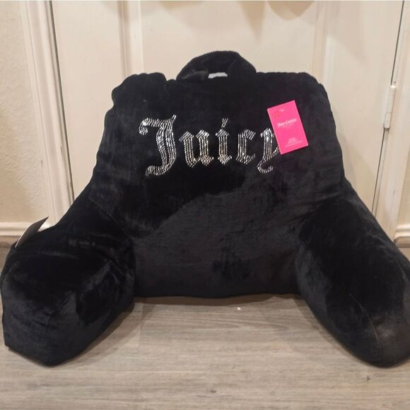 Juicy Couture Home Rhinestone Logo Plush Bed Rest Pillow w/Phone Storage Pocket - Picture 4 of 7